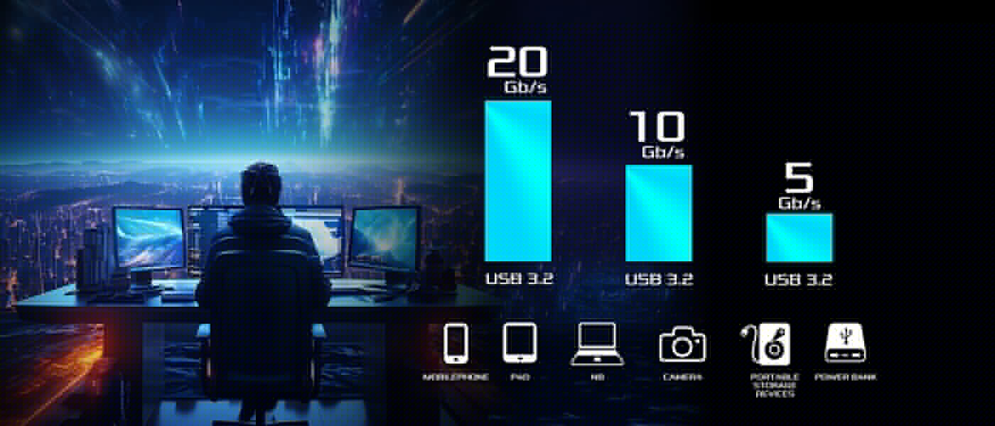 Dual USB 3.2 Gen2x2 Type-C (1 Rear, 1 Front)