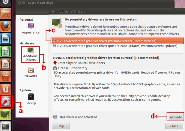 Connect to Internet and start updating drivers for the graphic card