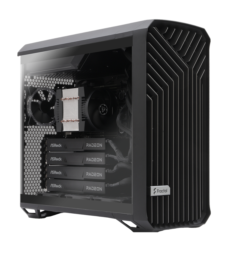採用 Fractal Torrent 機殼的 ASRock 4-GPU AI 工作站