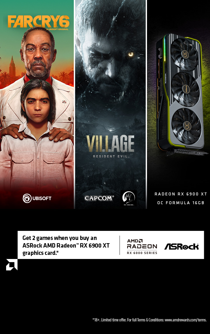 Get 2 games when you buy an ASRock AMD Radeon RX 6900 XT graphics card